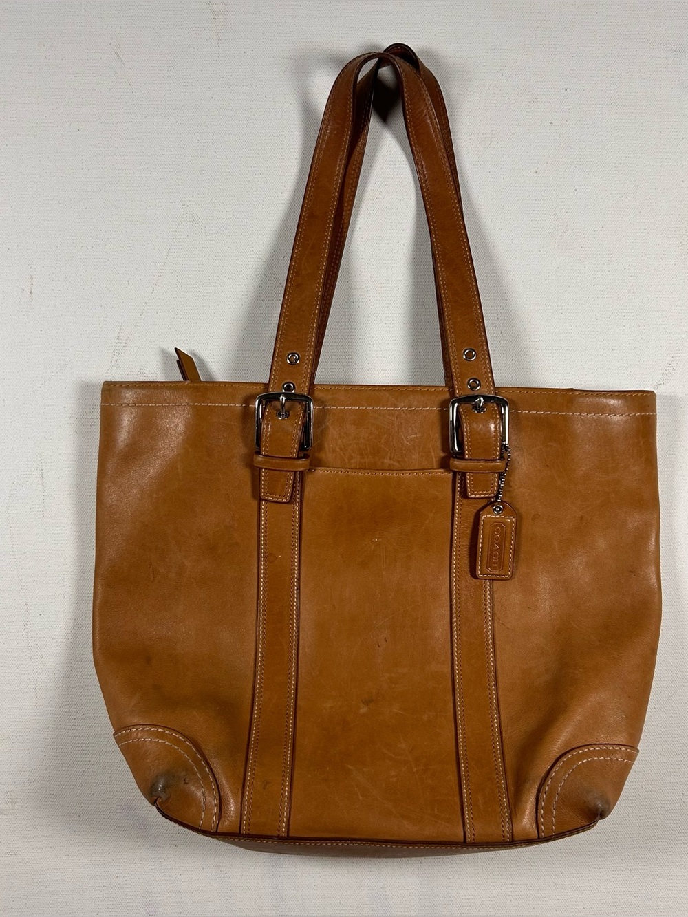 Coach Hampton Leather Shoulder Tote Bag | Camel Brown | F10194